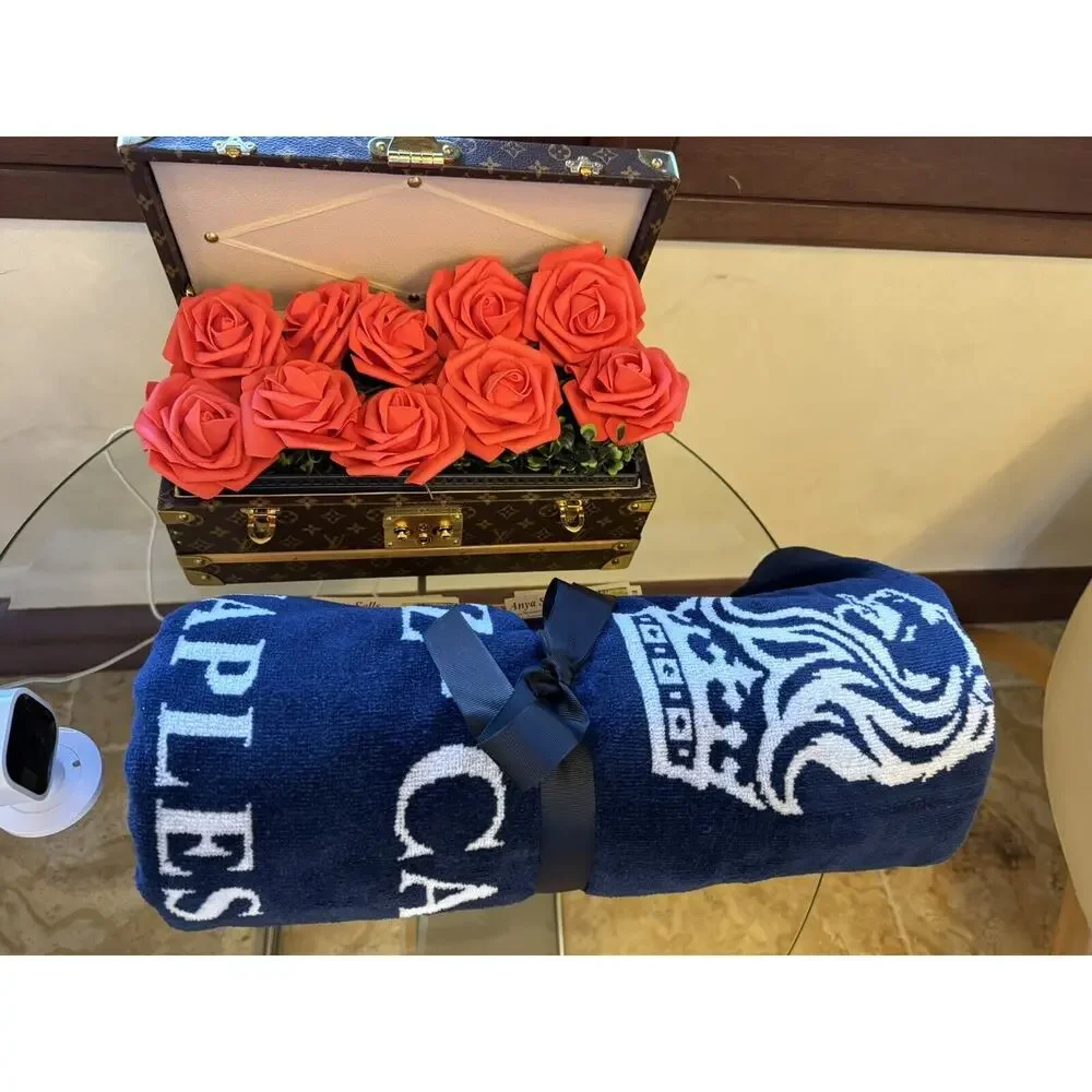 Ritz Carlton Naples florida beach Towel large  Lion Logo Navy Blue New Gift Rare